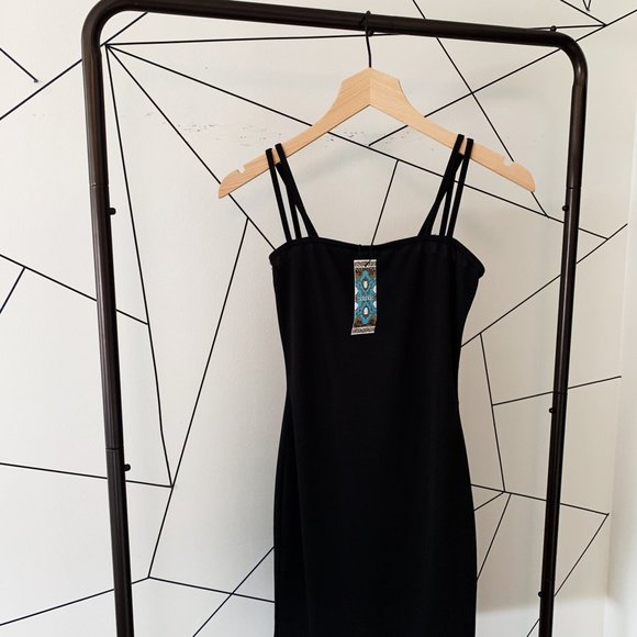 NWT Black Strappy Mini Dress - Picture 3 of 5